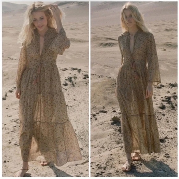 Doen Prem Floral Maxi Dress Jaipur Mustard - Picture 3 of 10